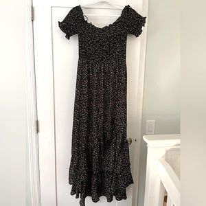 Floral black asymmetrical dress